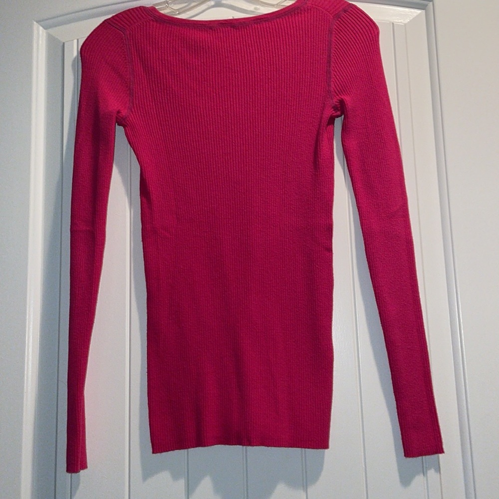 Moda International Hot Pink button up thermal, Size S - Picture 3 of 3